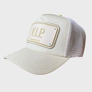 NWT John Hatter & Co VIP Trucker Hat Cap Ivory/Cream Adjustable Unisex Streetwea
